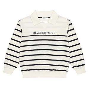 [소이]남아 스트라이프 레터링 카라 맨투맨 티셔츠 23F5401_IV