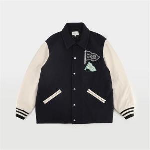 메종키츠네 울 펠트 레더 슬리브 남녀공용 테디 자켓 LM02109WM0