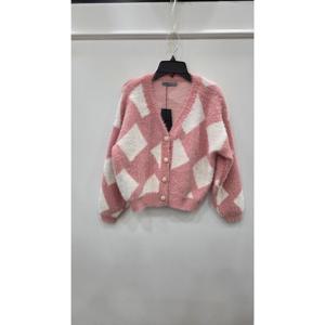 [르니앤맥코이]패턴 배색 브이넥 앙고라 가디건 ML02CD725_YS