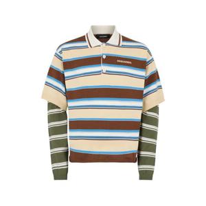 디스퀘어드2 스트라이프 긴소매 폴로 셔츠 S75HA1411D13190