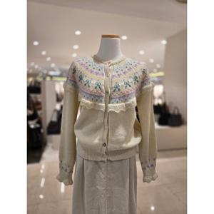 [에이비에프지]프릴포인트 칼라단추 라운드넥 가디건 AGNA1ZY37A