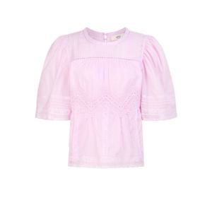 아떼 바네사브루노 25SS 핑크 펀칭배색 면 반팔블라우스 WVBL5B707P2