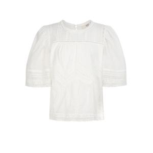 아떼 바네사브루노 25SS 크림 펀칭배색 면 반팔블라우스 WVBL5B707CR