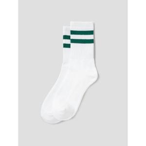 (4561KTAM7M) [에잇세컨즈] 골지 파일바닥 스트라이프 양말  그린