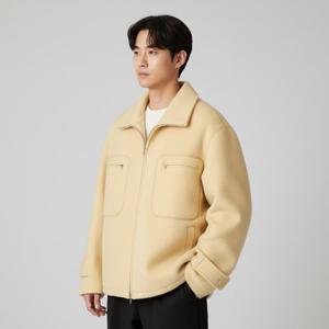 AURALEE BRUSHED SURI ALPACA MOHAIR JACQUARD ZIP BLOUSON YELLOW (A23AB01AJ) (브러시드 수리 알파카 모헤어 자 짚 블루종)