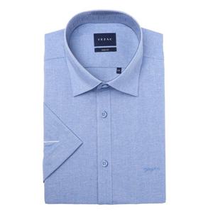 [예작(셔츠)]여름 반팔셔츠 슬림핏 카치온 고급 스판 블루 셔츠YJEMBS256BL