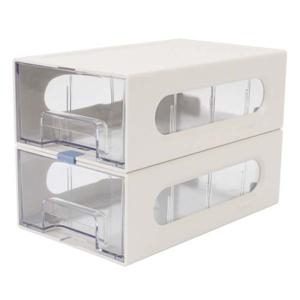사무 용품 회사 탕비실 2단 투명 수납함 소품 정리함
