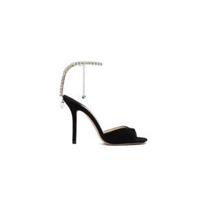 지미추 샌들 블랙 새다 100 힐 샌들 261528F125019