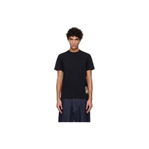 버버리 티셔츠 블랙 체크 라벨 코튼 티셔츠 261376M213011