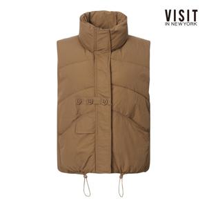 비지트인뉴욕  하이넥 버튼 포인트 패딩 베스트 (V5CVE01)