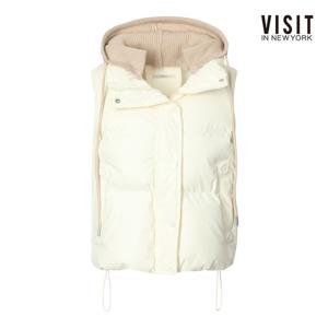 비지트인뉴욕  캐주얼 니트 후드 패딩 베스트 (V5CVE02)