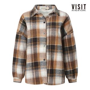 비지트인뉴욕  체크 패턴 기모 루즈핏 셔츠 (V5BLS01)