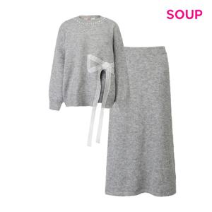 SOUP  시스루 리본 포인트 니트 앤 스커트 투피스 (S5BST05)