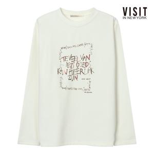 비지트인뉴욕  감성 레터링 프린트 기모 티셔츠 (V5CLT03)
