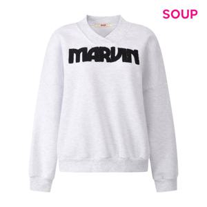 SOUP  V넥 레터링 기모 맨투맨 티셔츠 (S5BLT03)