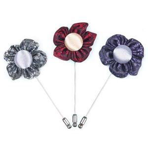 펄 꽃잎 부토니에_그레이 레드 퍼플