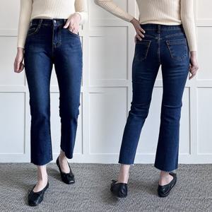 나야홍 / 빅사이즈바지 P836L512 켓워싱컷팅일자데님팬츠 LO