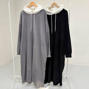 나야홍 / 빅사이즈원피스 V898L512 일자플리스후드원피스 RA