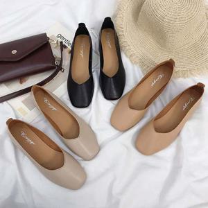 사각코 발이 편한 깔끔한 여성 신발 데일리 플랫 슈즈