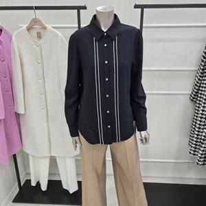 [미니멈]MYDAWB0820BK배색 리본 블라우스