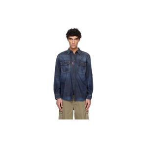 25 FW 디스퀘어드2 남성 블루 캐네디언 빈티지 데님 셔츠 252148M192009