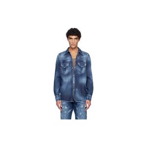 25 FW 디스퀘어드2 남성 블루 패션 웨스턴 데님 셔츠 252148M192005