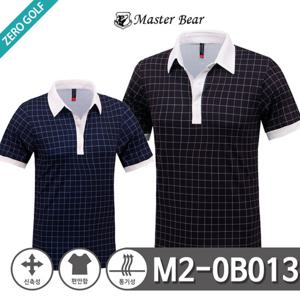 마스터베어 남성 사각체크 반팔 카라티셔츠 _M2-0B013