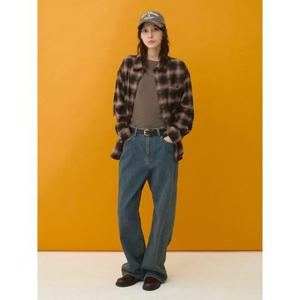 (355X21LPGP) [에잇세컨즈] 이부직 와이드 기모 데님  블루