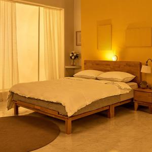 콘리 라지킹 1800 다리형 LED 침대 엘다 원목 프레임 (착불)