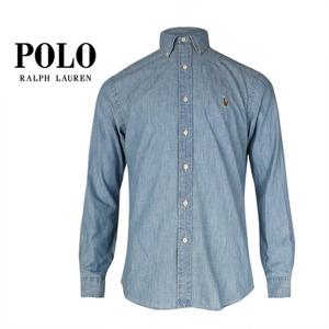 폴로 포니로고 자수 커스텀핏 데님셔츠 (710792042001)
