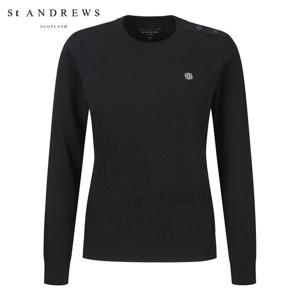 [세인트앤드류스] 여성 플로럴 모티브 긴팔 니트 821E1SR105_BK