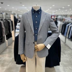 [지오지아]린넨혼방 패턴 캐주얼 자켓_AAF2KG1102_NV_DG