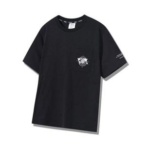 [지프]JQ3TSU227 블랙 남녀공용 셋업 패치포켓 반팔 티셔츠_SC