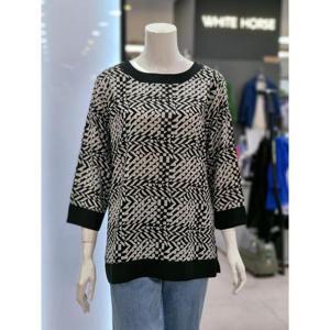 화이트호스 세이브존05 체크 나염 7부 소매 블라우스 A251204