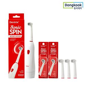 동국제약 덴트릭스 전동칫솔 소닉스핀+교체 칫솔모(3P) 2개