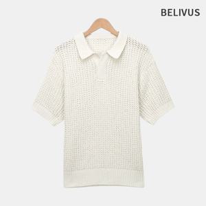 [빌리버스]빌리버스 남자 반팔 여름 오픈카라 니트 BRE069
