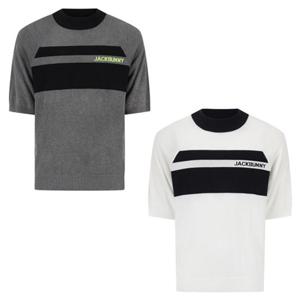 [파리게이츠]511E3SWJ21-남성 잭바니 자카드 래글런 반팔 니트-(25년가을)