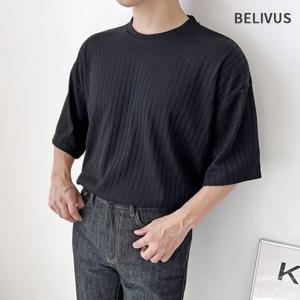 빌리버스 남성 여름 니트 반팔니트 라운드 오버핏 티셔츠 BDT380
