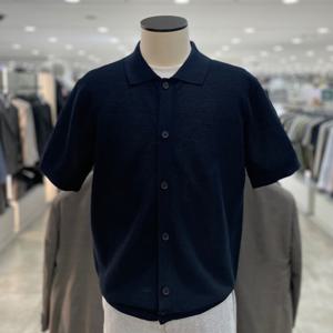 [지오지아]흡습 코튼 반팔 카라 니트 가디건_AAF2EC1102_NV_DG