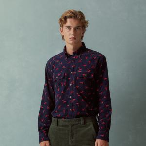 [브룩스브라더스] 코듀로이 버드 패턴 셔츠 (네이비) (BBTHMMF403)