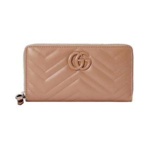 구찌 GG 마몽 마틀라세 집 어라운드 지갑 로즈 베이지 레더 443123-AABZK-2754