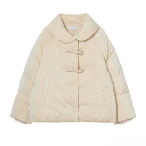 [올리브데올리브]둥근카라 리본버튼 덕다운숏패딩(OP5WMA76-DG-EL)