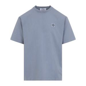 스톤아일랜드 체스트 패치 로고 다크 블루 코튼 티셔츠 L1S1521