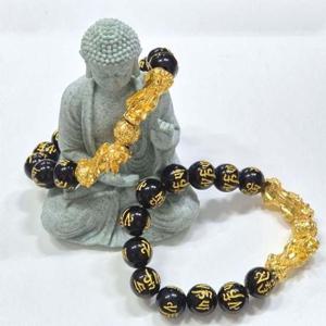 골드 비휴 고급 염주 트렌드 흑요석 팔찌 1P 재물 금