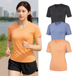 콜핑 여성 브이넥 여름 등산 하이쿨 냉감 반팔 티셔츠