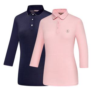 비티알 BTR 여성 골프웨어 봄 긴팔 스판 7부 카라 티셔츠