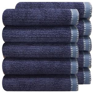 [다주타올]10장 패턴뱀부얀수건 200g 엔틱 국산 고급 두꺼운 뱀부 뱀부얀 대나무 타올 블루 네이비 파란색 먼지없는 수건