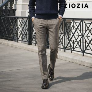 [지오지아] 베이지 멀티 글렌체크 패턴 정장팬츠 (ABB4SP1205)