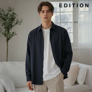 [에디션] 네이비 코튼혼방 져지 셔츠 (NED3WC1901_B)