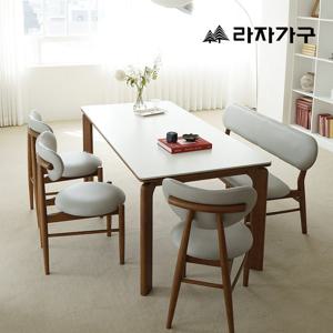 라자가구 폴 SE0 포세린 세라믹 원목 1800 테이블 6인 식탁세트 벤치형